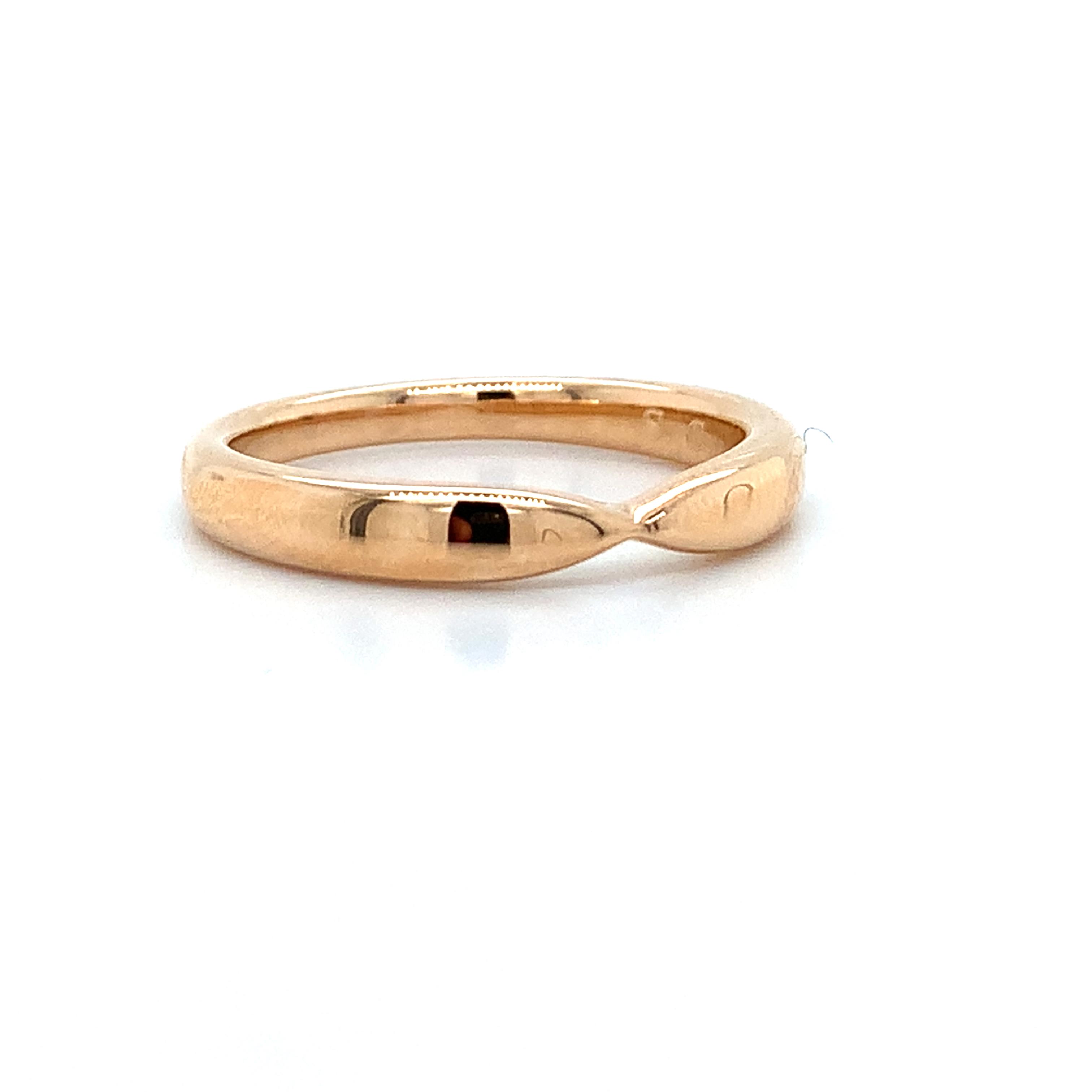 Tiffany Co Harmony 18K Rose Gold Plain Pinched Band Ring