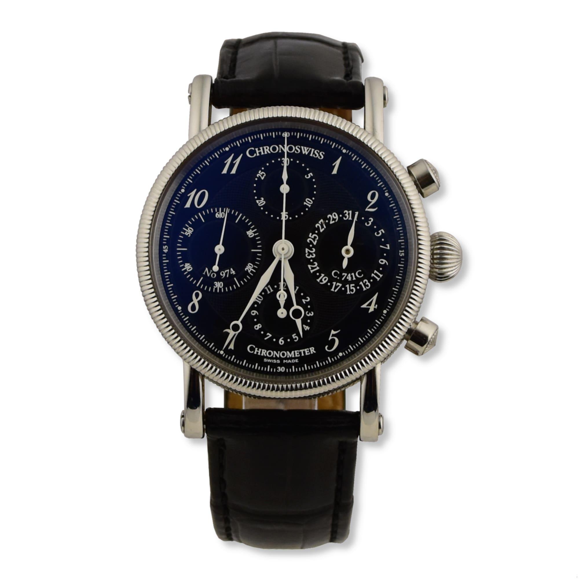 Chronoswiss C.741C - CH7523 Black Dial With Leather Strap | eBay