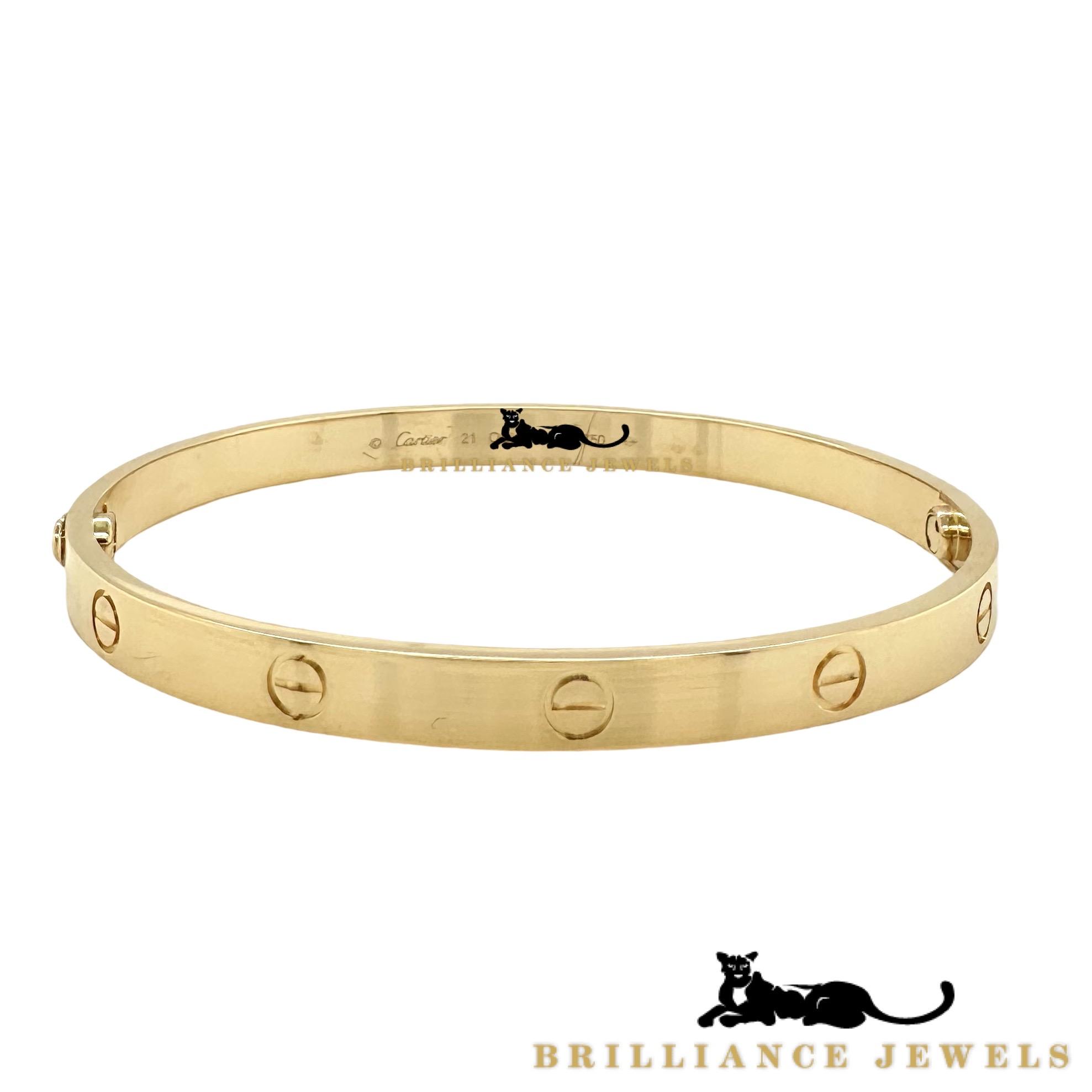 Cartier Love Bracelet in 18k Yellow Gold, Size 21 | eBay
