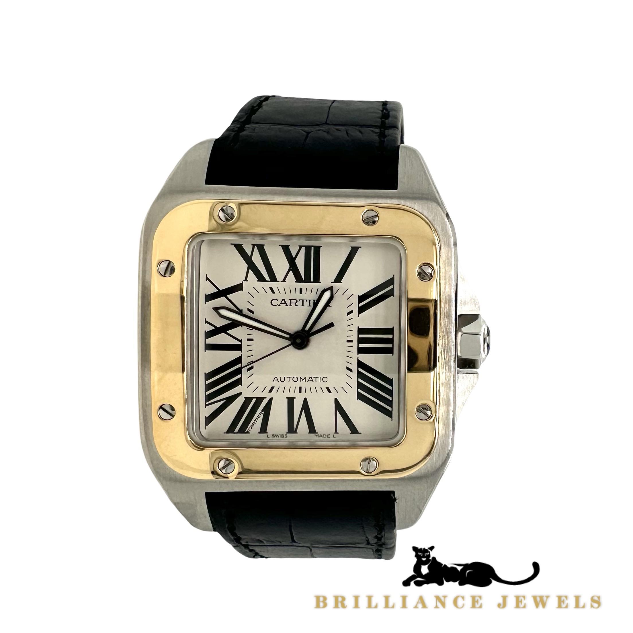 Cartier Santos 100 Ref. 2656 Two Tone Steel 18k Gold 38mm Watch | eBay