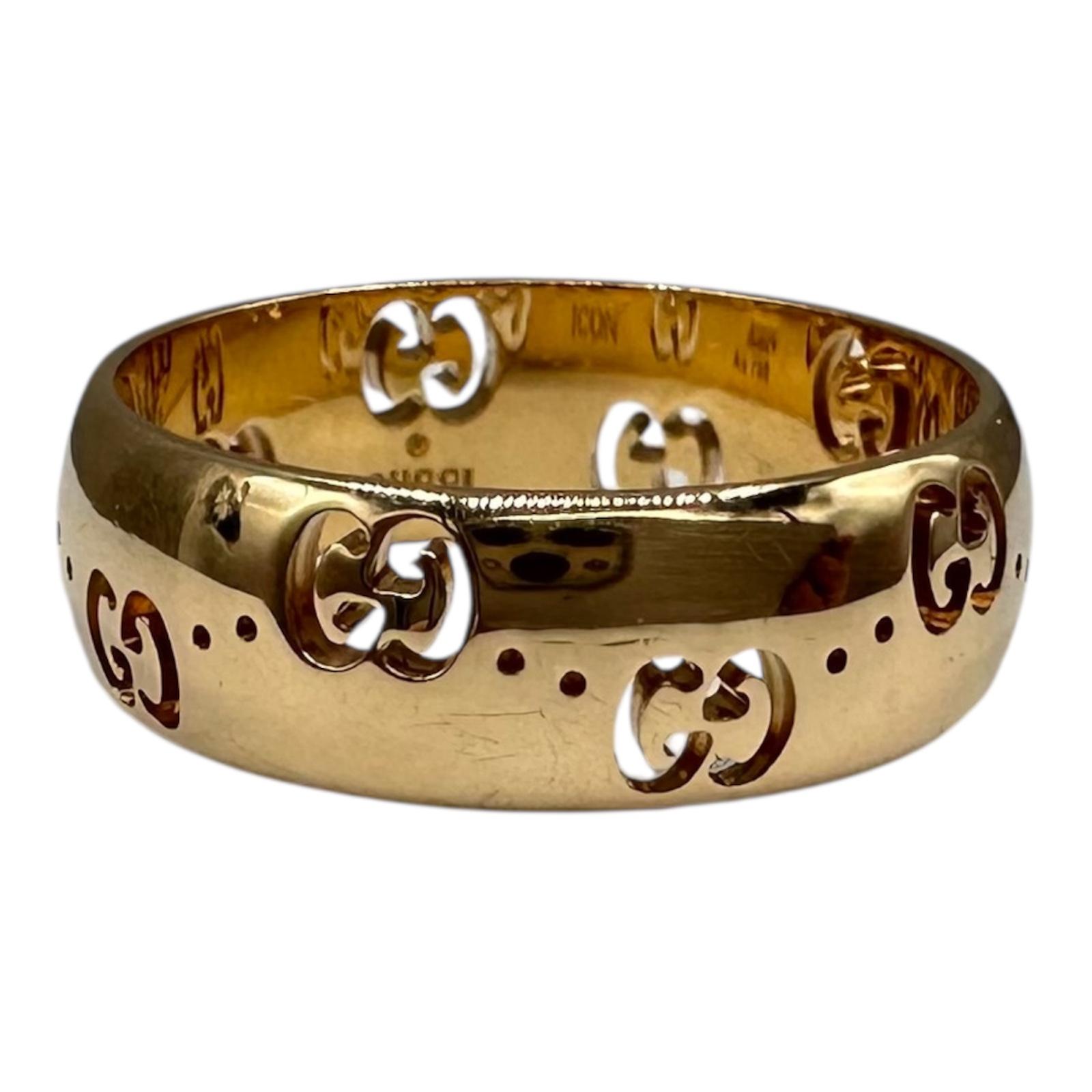 Gucci Icon 18K Yellow Gold GG Wide Ring 6mm Size 6.75 | eBay