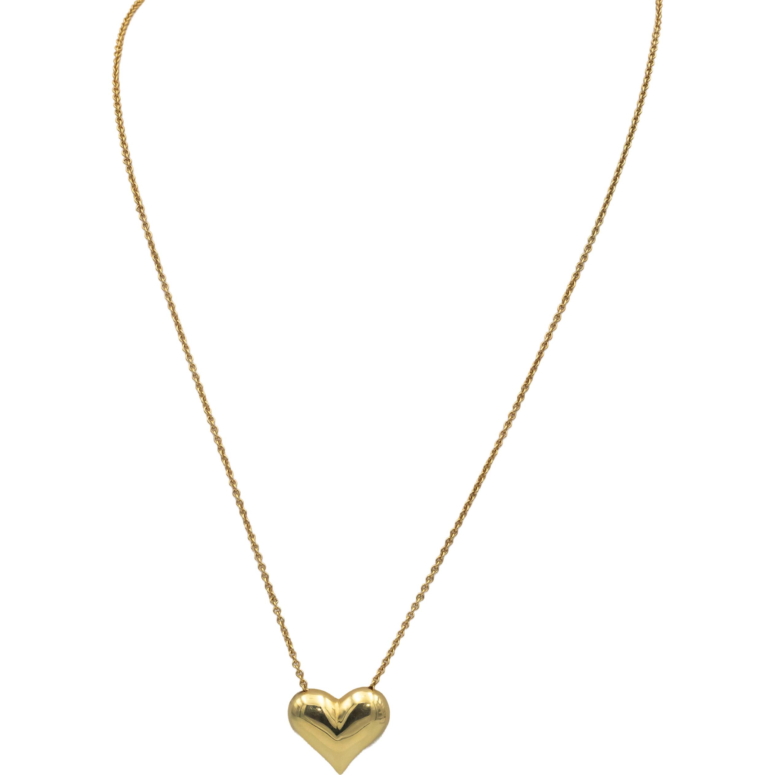 TIFFANY & CO. Vintage 18k Yellow Gold Puffed Heart Pendant