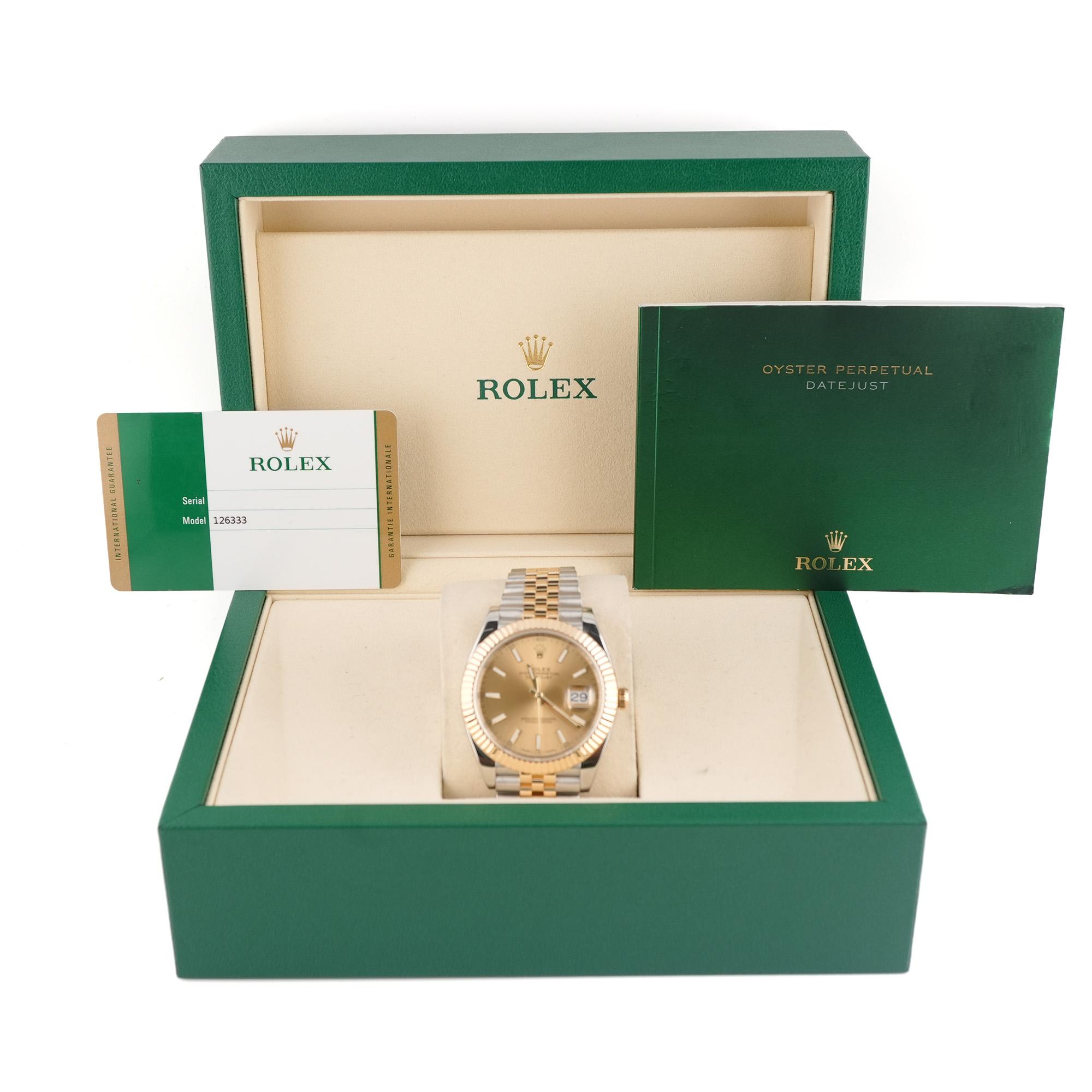 Rolex 126333 Datejust 41 mm Champagne Dial Jubilee Bracelet Box