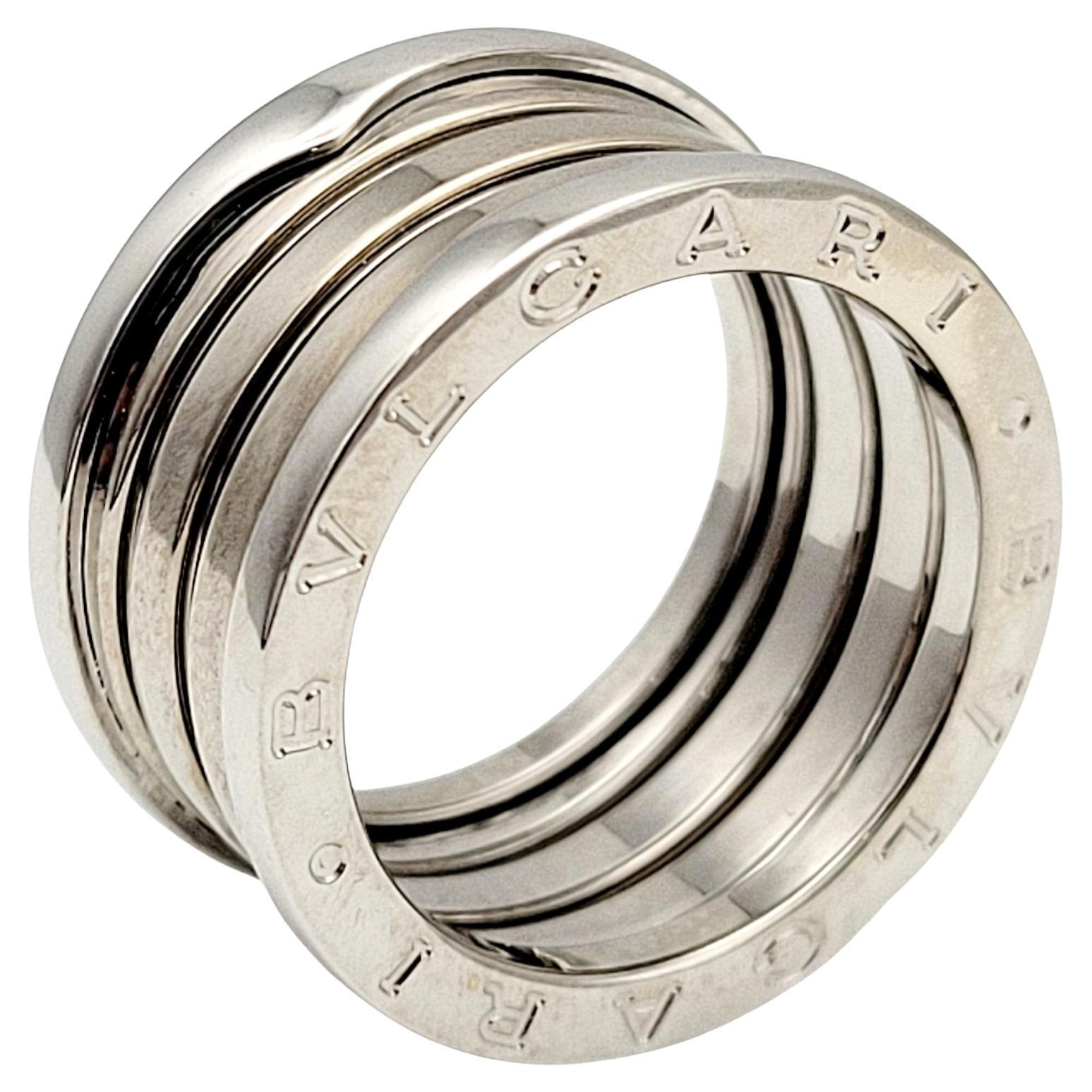 Bulgari B.Zero1 Logo Etched Wide Modern Multi Row Band Ring 18