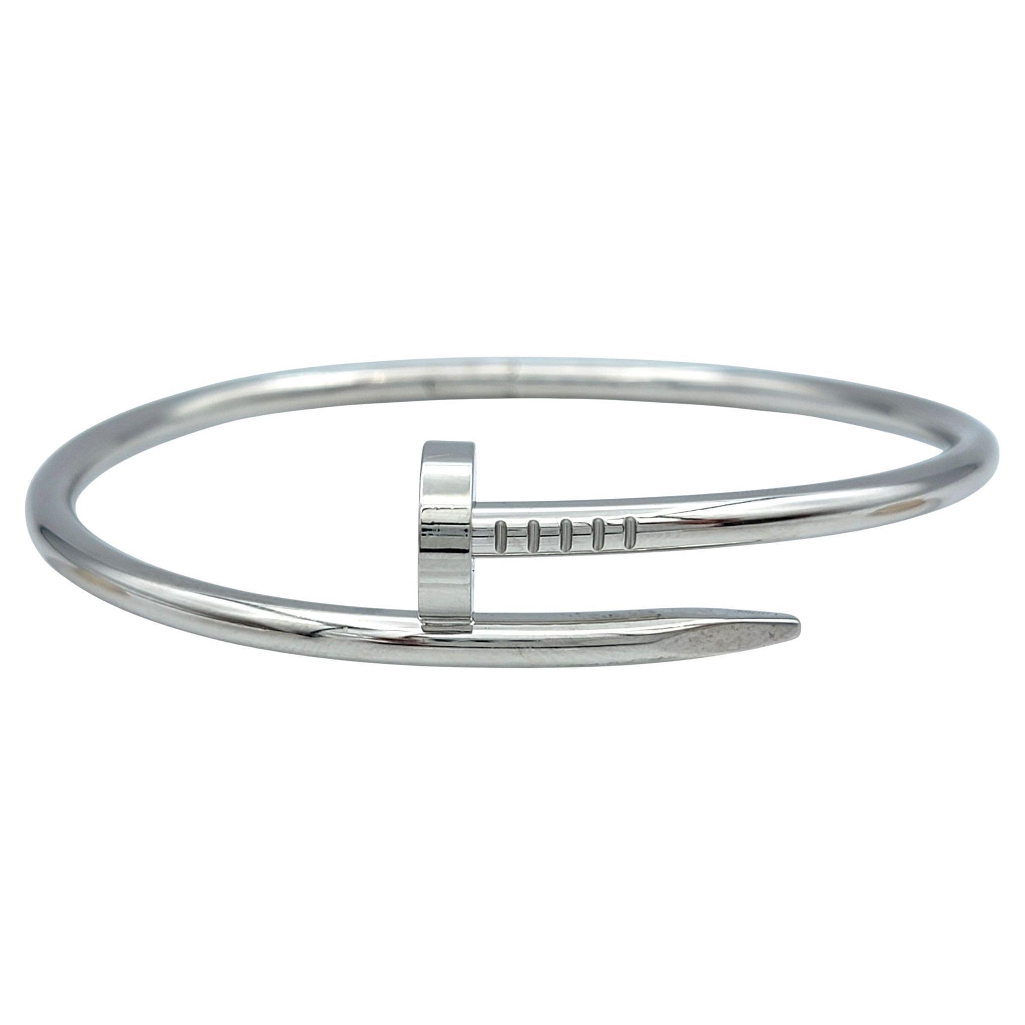 Cartier Juste Un Clou Hinged Bangle Bracelet in 18 Karat White 