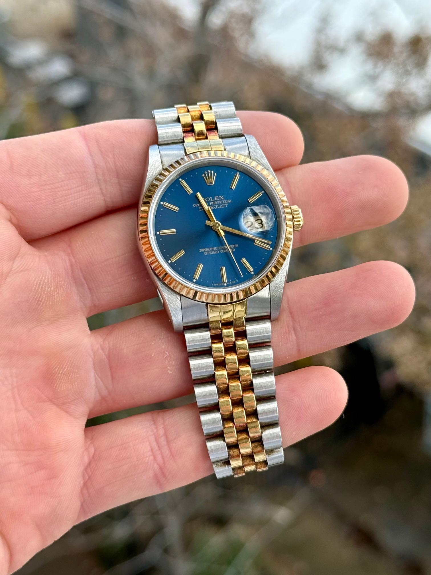1991 Rolex Datejust 16233 Blue Dial (Unpolished) Tight Bracelet w