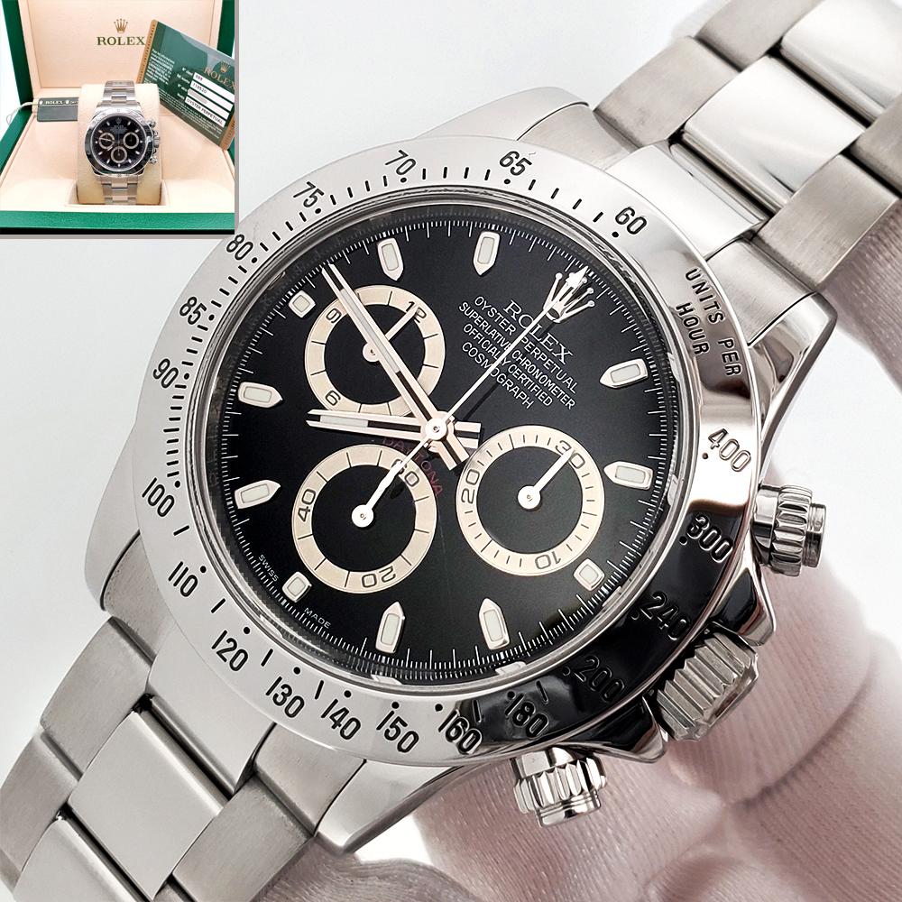 2009 Rolex Cosmograph Daytona 40mm Black Dial Steel Watch 116520