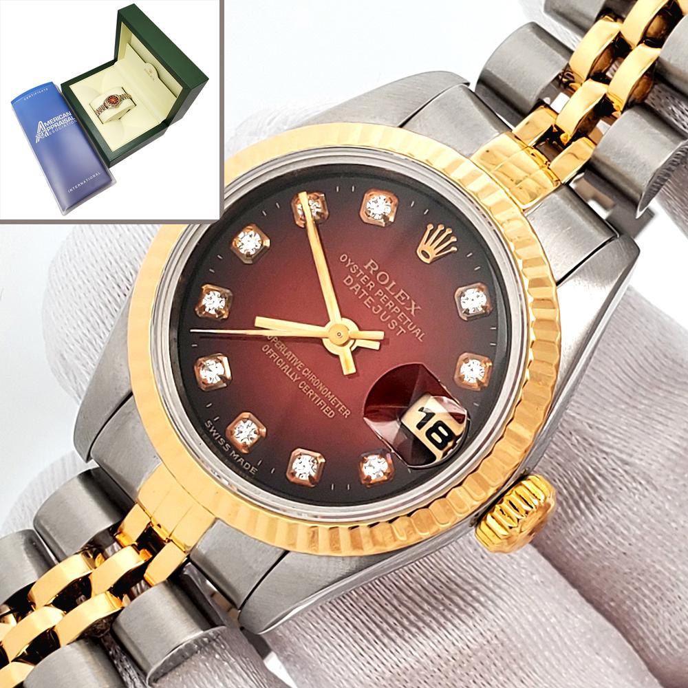 Rolex Datejust Factory Red Vignette Diamond Yellow Gold/Steel