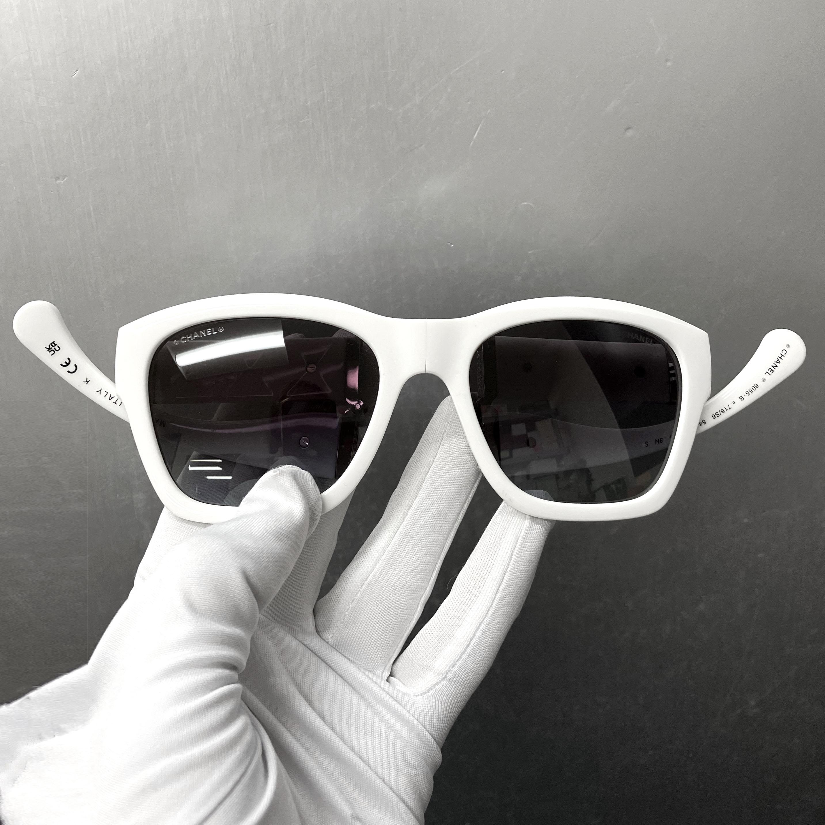 Vintage Chanel Square Frame Folding Sunglasses 6055B-C716 | eBay