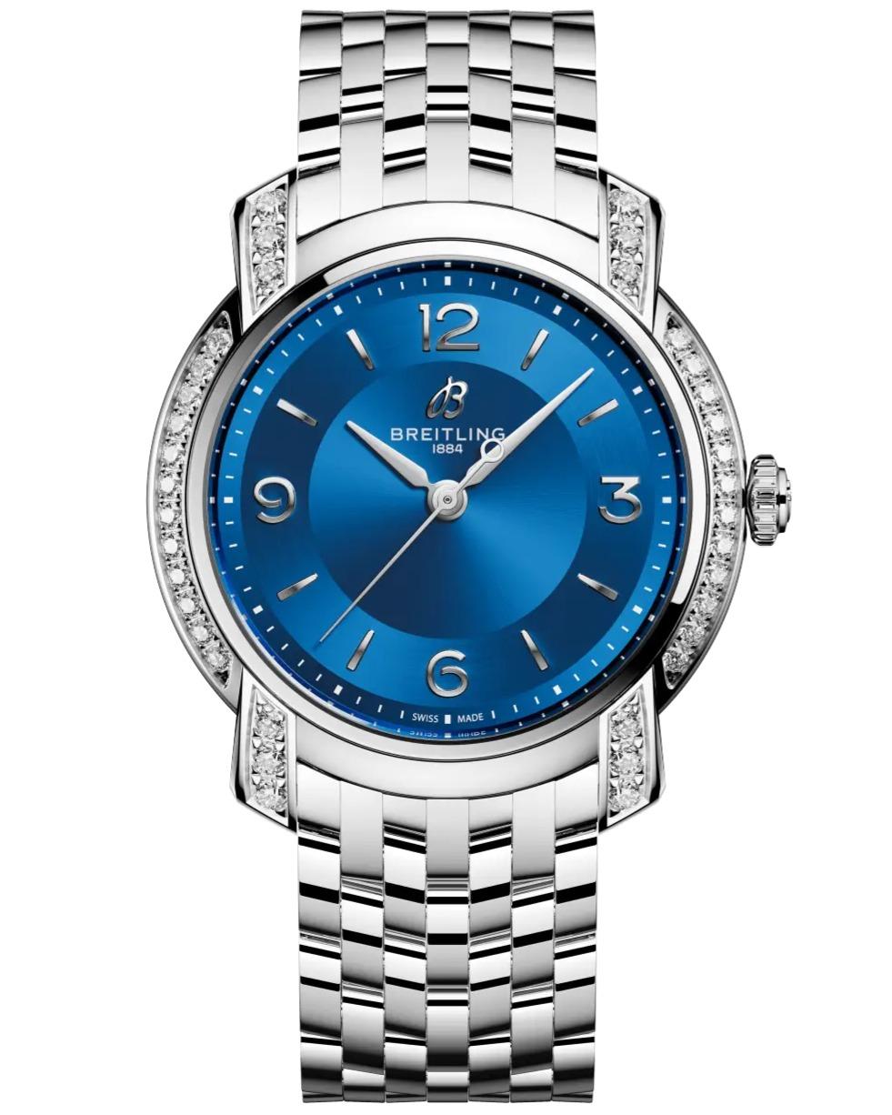 New Breitling Ladies Premier Quartz 32 Blue Diamond Womens Watch