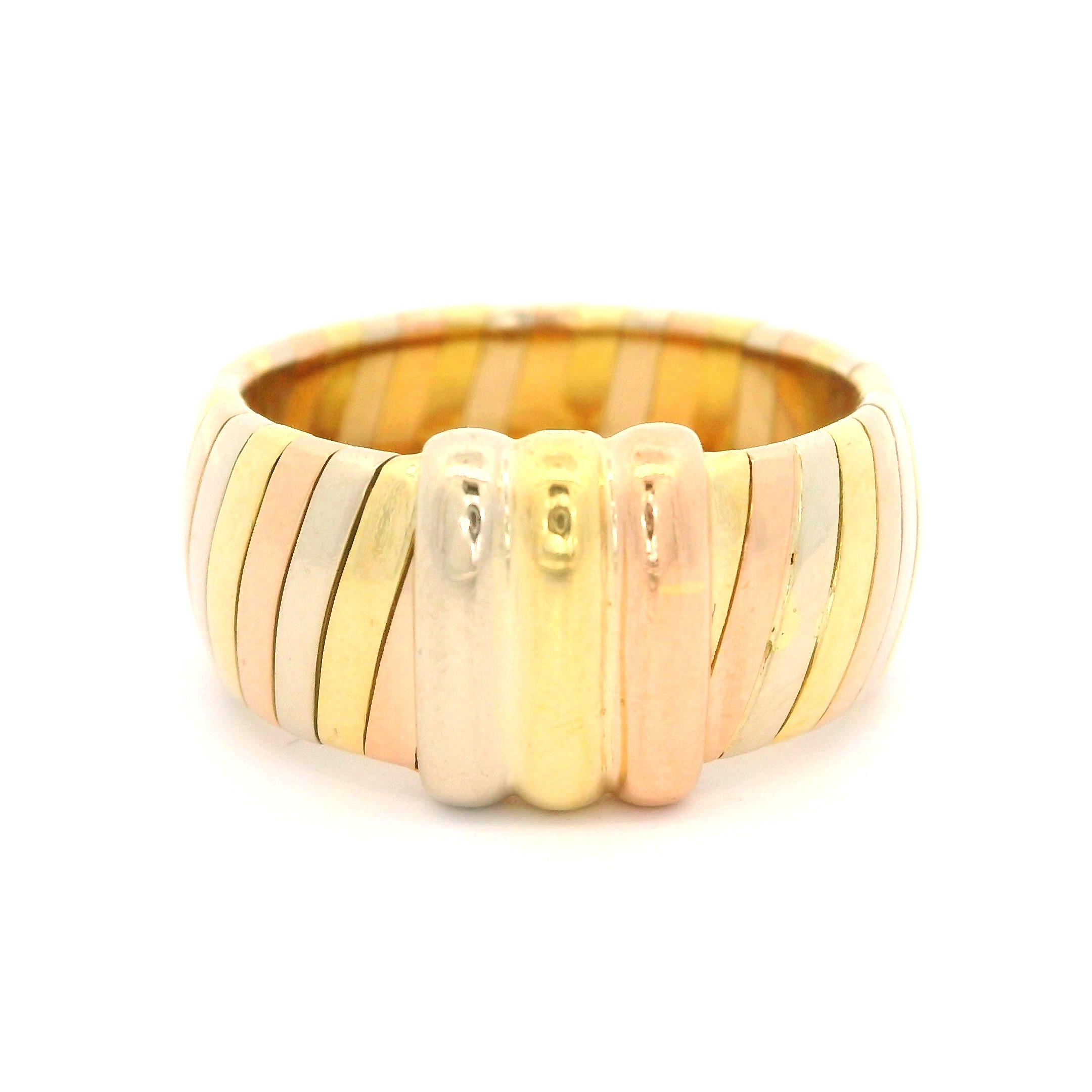 Cartier 18Kゴールド リング Cartier 18k Tri Color Gold 9.7mm Wide Band Ring w/ Original Box | eBay