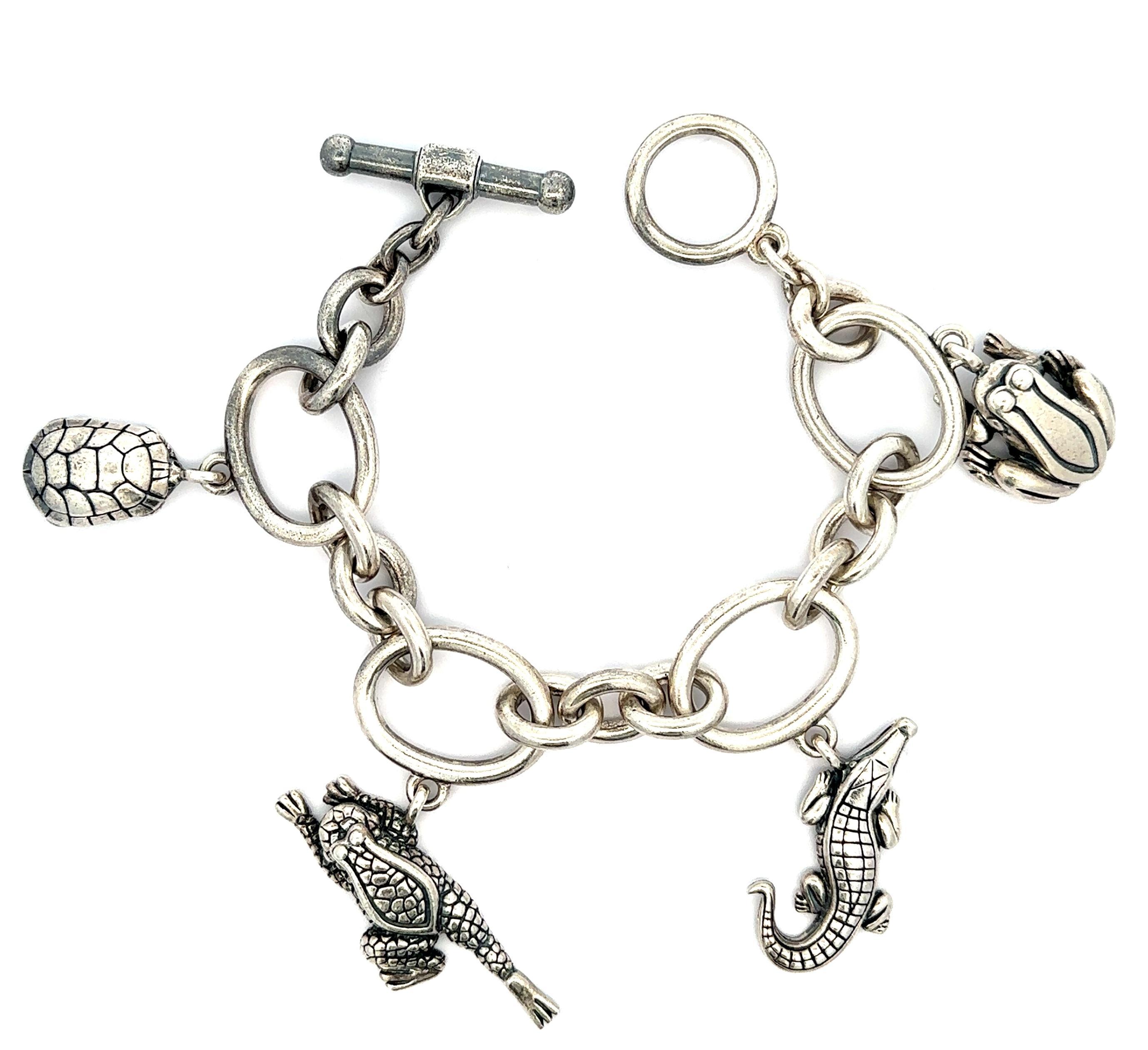Vintage Kieselstein Cord Sterling Silver Crocodile Turtle Frog