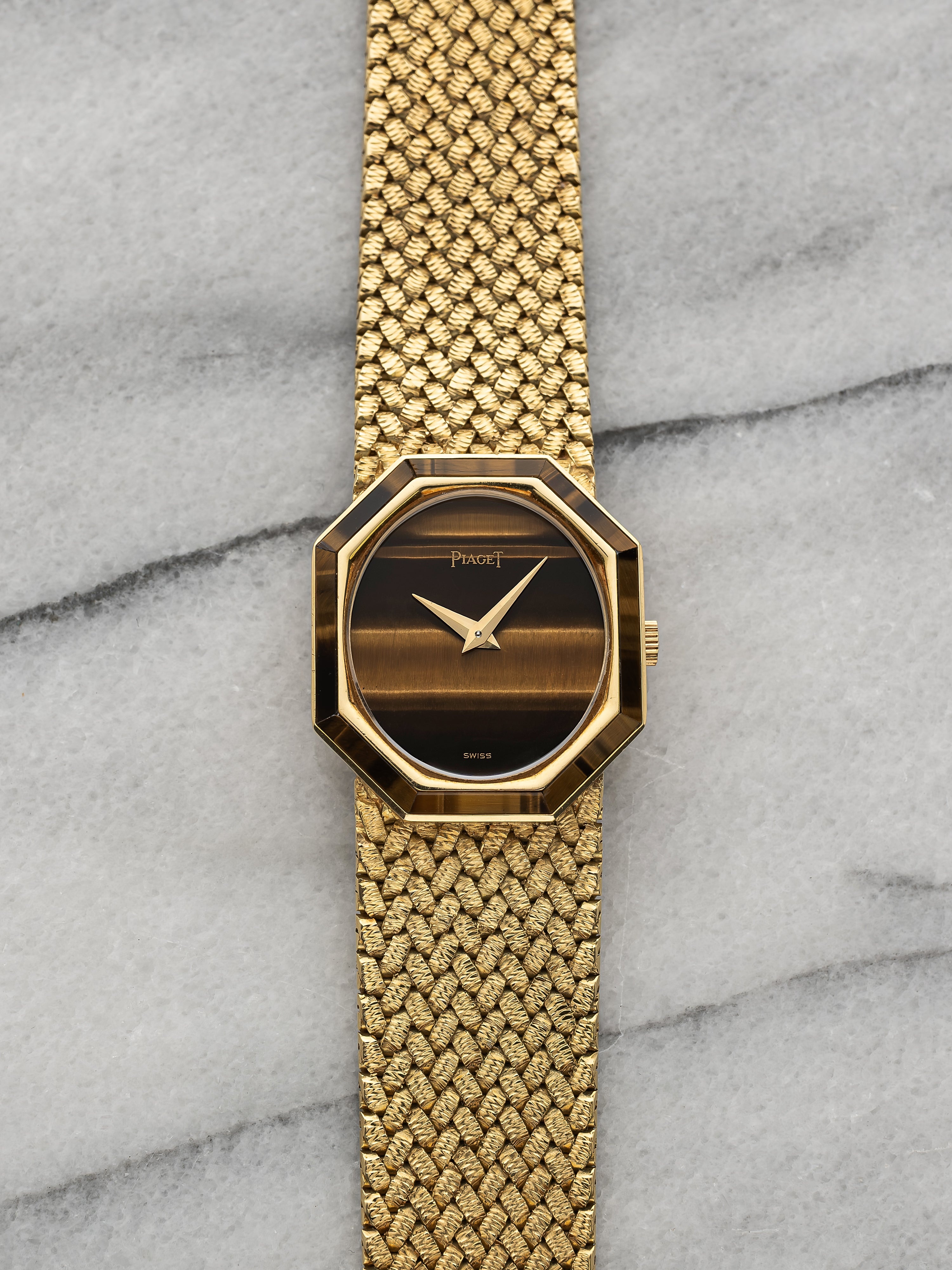 Vintage 1980s Piaget 9341 18K YG Tiger Eye Manual 25 mm | eBay